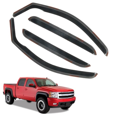 in Channel Rain Guards Fit for 2007 (For 07-13 Silverado 1500 Crew Cab)