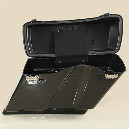 Motorcycle 5" Stretched Saddlebags with Black Conversion Brackets Fit For Harley Softail Deluxe Heritage Softail 1984 (Vivid Black W/ Black Latches)