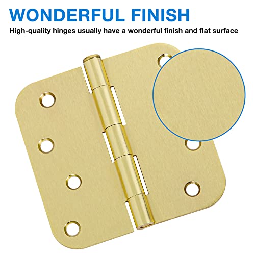 18 Pack Interior Door Hinges 4 Inch Brushed Brass 5 (Satin Brass-4 in / 18 Pack)