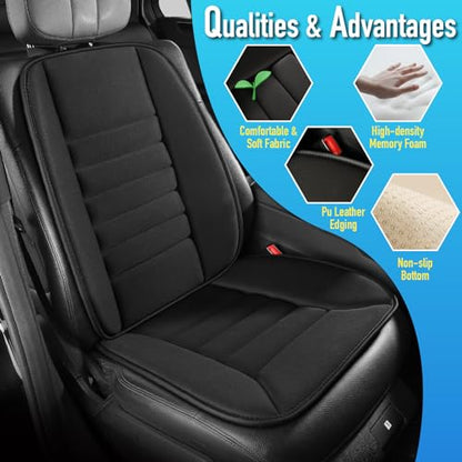 Car Seat Cushion with Back Support Pillow (Black)