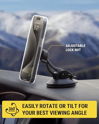 MagicMount™ SMSWD Magnetic Phone Holder for Car Dashboard (Window / Dash Suction / 1 Pack / Black)