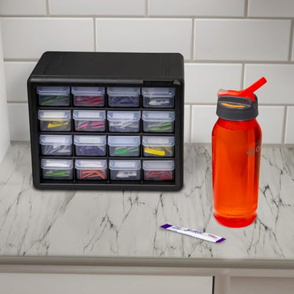 16 Drawer Plastic Storage Cabinet (Black / 16 Drawer / 1 Pack)