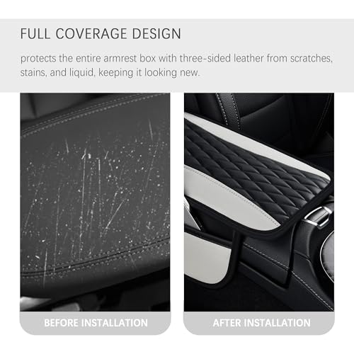 Patchwork Leather Center Console Covers for Cars (Gray)