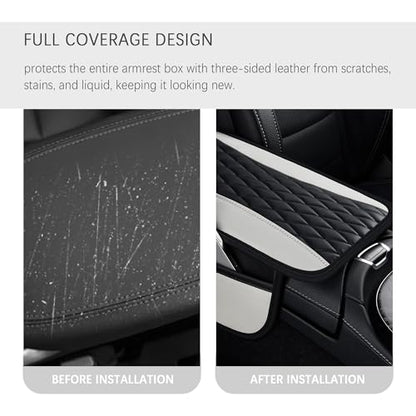 Patchwork Leather Center Console Covers for Cars (Gray)