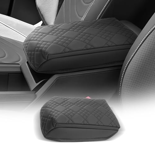 for 2025 2026 Volkswagen Tiguan Center Console Cover Armrest Box Cover for VW Tiguan (Tiguan Thickened Black Leather Square)