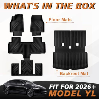 Floor Mats & Trunk & Backrest Mat for 2026 Tesla Model YL (Model YL(6 Seats) | 2026+)