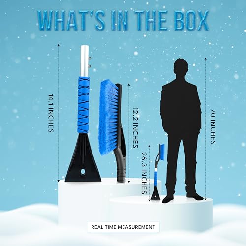 27" Snow Brush with Ice Scraper for Car Windshield (Blue)