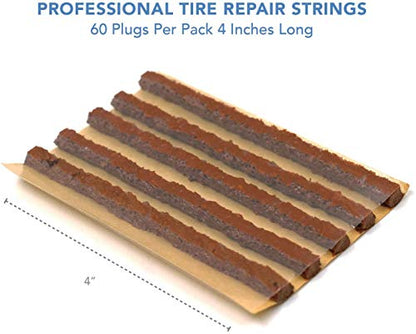 60 pcs 4" Brown Tire Repair Strings Tire Repair Plugs (Brown / 4" x φ0.236" 60pcs)