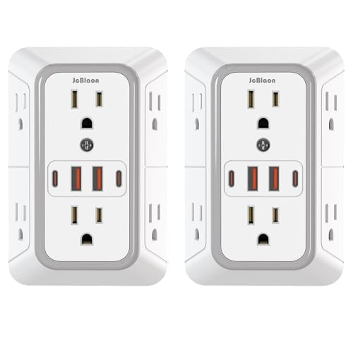 2 Pack Outlet Extender Surge Protector (White 2PCS)