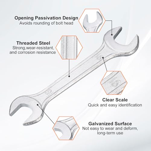 2pcs Double Open End Wrench 16mm x 18mm Metric 15 Degree Offset Angle Small Flat Head Wrench Galvanizing Open Ended Spanner for Automotive Repair Furniture Assembly (16mm x 18mm)