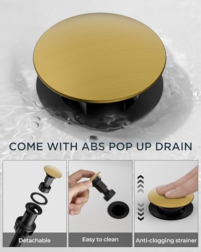 4" Brushed Gold Bathroom Sink Faucet 2 Hole (Brushed Gold)