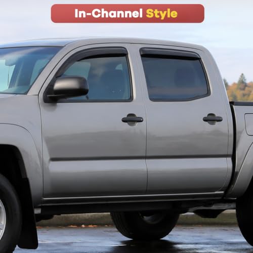 in Channel Window Rain Guards Fit for Tacoma 2005 (For 2005-2015 Tacoma Double Cab)
