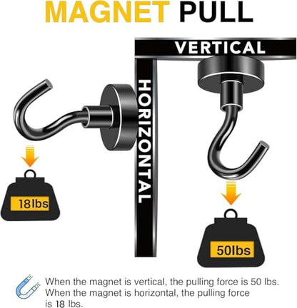 Magnetic Hooks 20pcs 50lbs Cruise Essentials 2026 Magnet Hook Black (Black / 0.78in)