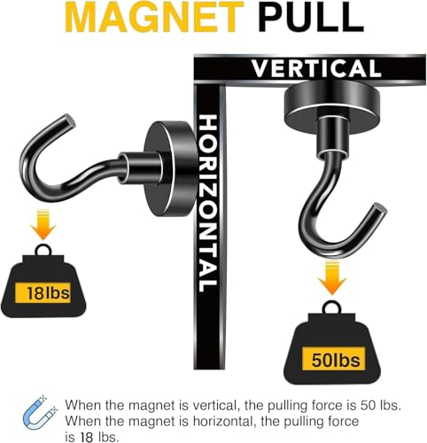 Magnetic Hooks 8pcs 50lbs Cruise Essentials 2026 Magnet Hook Black