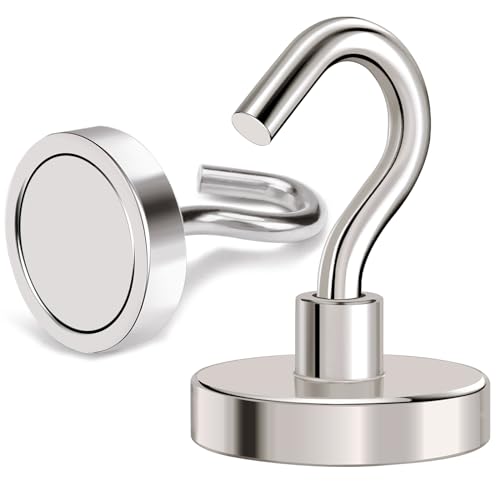 Magnetic Hooks Heavy Duty 120LB+ Strong Magnet with Hook (Silver / 8Pack-110LB)