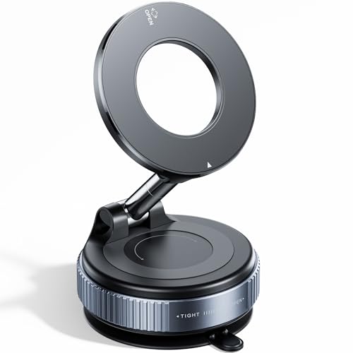2026 Upgraded Vacuum Magnetic Car Phone Holder 360° Reinforced 96LBS Ultra Suction Cup Phone Mount for MagSafe Cell Phone Holders for Your Car (Black)