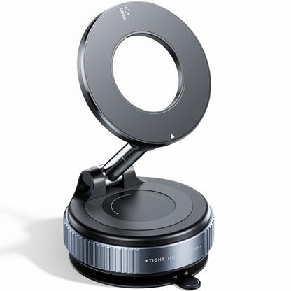 2026 Upgraded Vacuum Magnetic Car Phone Holder 360° Reinforced 96LBS Ultra Suction Cup Phone Mount for MagSafe Cell Phone Holders for Your Car (Black)