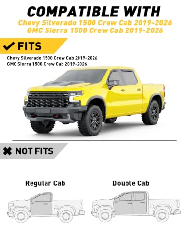 Window Rain Guards for 2019 (2019-2026 Chevy Silverado/GMC Sierra 1500 Crew Cab)