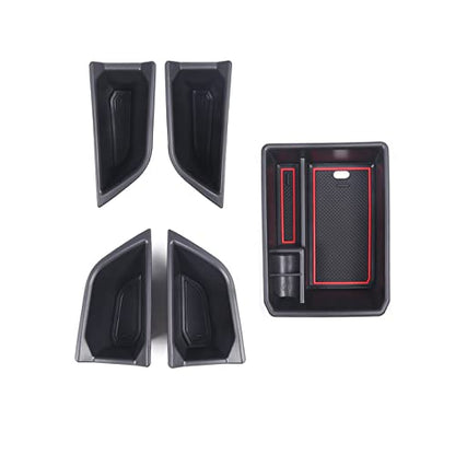 Car Center Console Organizer Tray Compatible with Audi Q4 E (Armrest+Front Rear Door Storage Box)