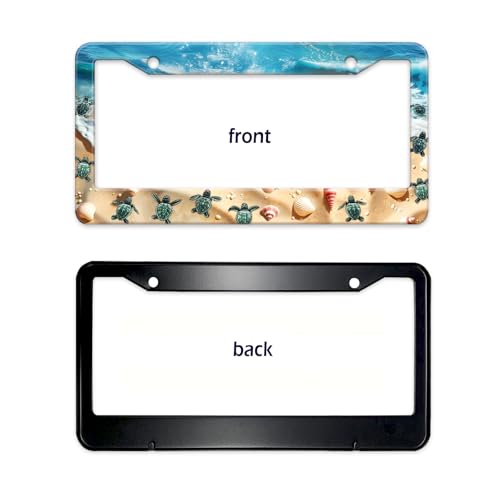 Cute Beach Turtles License Plate Frame (Beath turtles)
