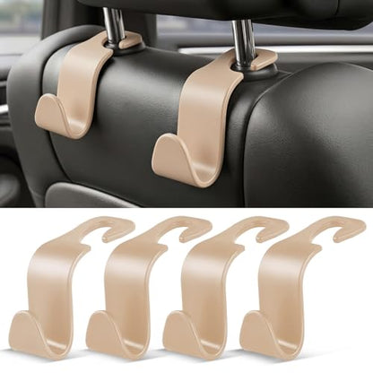 4 Pack Car Seat Headrest Hooks (4pc / Beige)