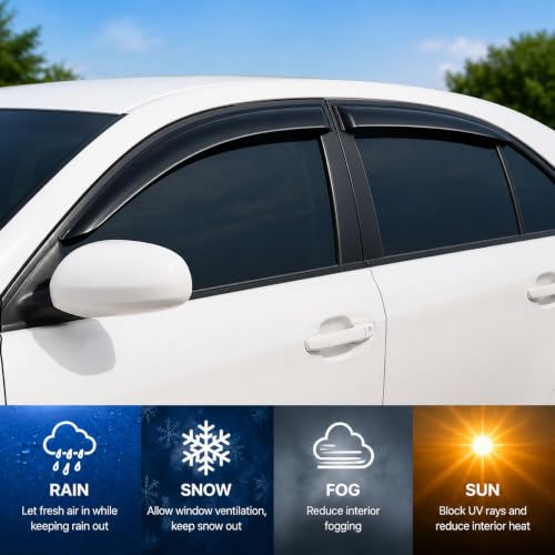 4PCS Side Window Wind Deflectors for Jetta 2011 (2011-2018 Jetta)