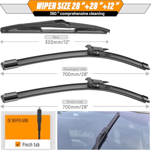 Windshield Wiper Blade Replacement for Ford Focus 2012 (28"+28"+12")