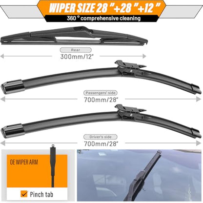 Windshield Wiper Blade Replacement for Ford Focus 2012 (28"+28"+12")
