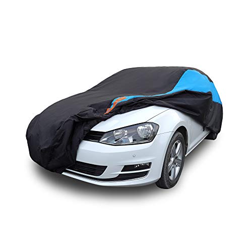 Waterproof Car Cover All Weather Snowproof UV Protection Windproof Outdoor Full car Cover (Fit Hatchback Length(Up to 173 inch） / Blue)