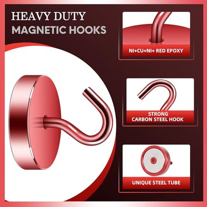 Magnetic Hooks Steel Tube Design for Cruise (Red / 100lb Magnetic Hooks)