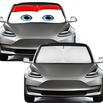 Windshield Sun Shade for 2017 (Red / Tesla Model Y/3 (Custom Fit))