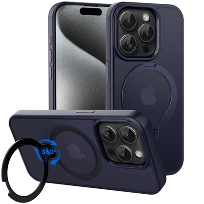 Magnetic Case for iPhone 15 Pro with Stand (6.1" (for iPhone 15 Pro) / Dark Blue)