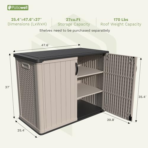26 cu.ft Resin Outdoor Storage Cabinet (Beige / 26 Cu FT Cabinet)