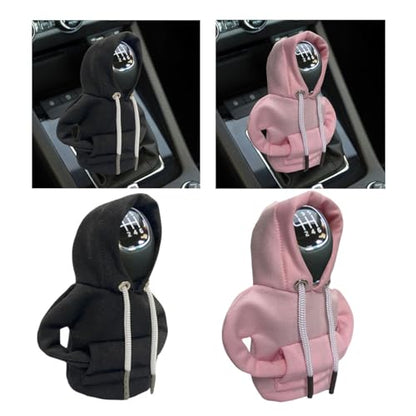 2PCS Car Gear Shift Hoodie Auto Shifter Knob Cover (Black&Pink / 2 Pcs)