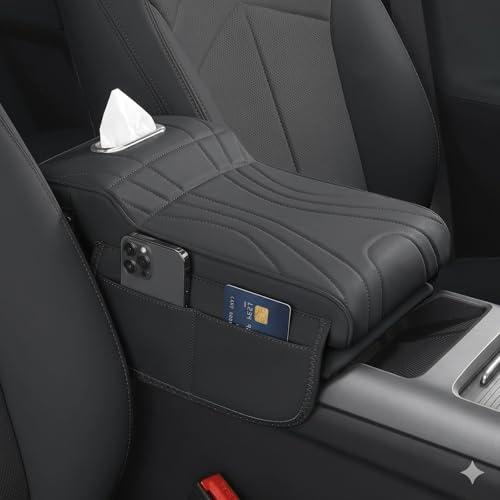 Car Center Console Cover with Tissue Box Holder (Black-2)