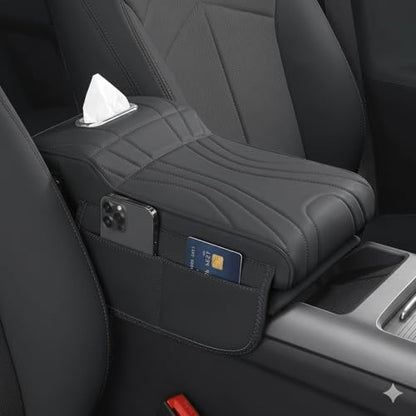 Car Center Console Cover with Tissue Box Holder (Black-2)