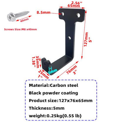 4 PCS black heavy duty metal flat j hooks for hanging 260 lbs (Large)