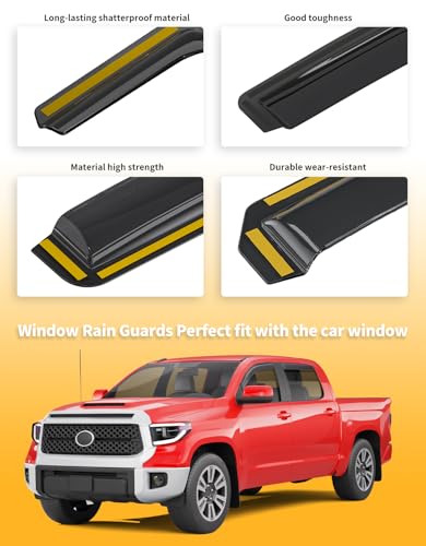 Window Visors Rain Guards for Toyota Tundra CrewMax 2007 (Fit for 2007-2021 Tundra CrewMax)