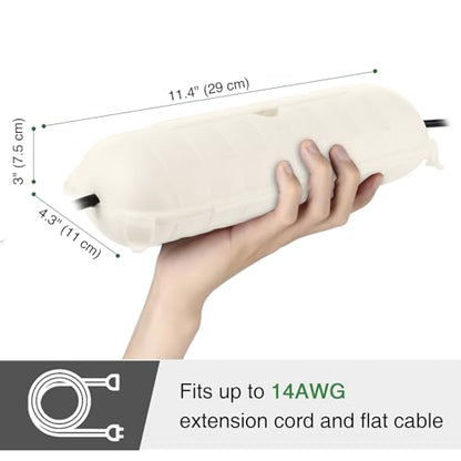 Outdoor Extension Cord Safety Cover (White / Medium Box: 9.5" L x 3" W x 2.9" H)