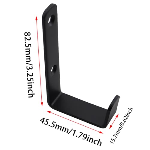 2PCS 82.5x45.5mm Black Metal Wall Mounted 2 Holes J Hook with Screws for Hanging Hat