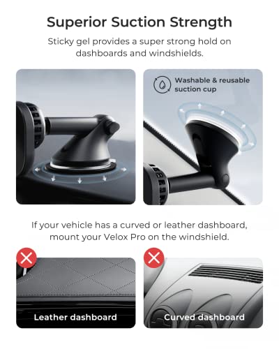 Velox Pro MagSafe Compatible Dash & Windshield Car Mount with Wireless Charging & CryoFlow™ Cooling Compatible with MagSafe Phones Including iPhone 12 (Qi Wireless Charging)
