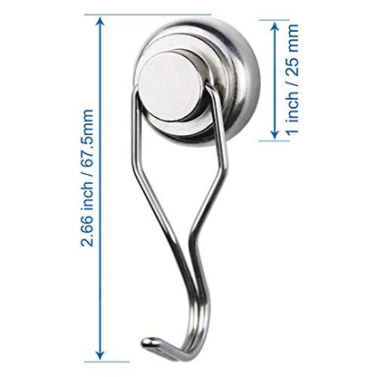 Magnetic Hooks Heavy Duty 80LB+ Swivel Swing Strong Magnet Hook (Silver / 0.98in)