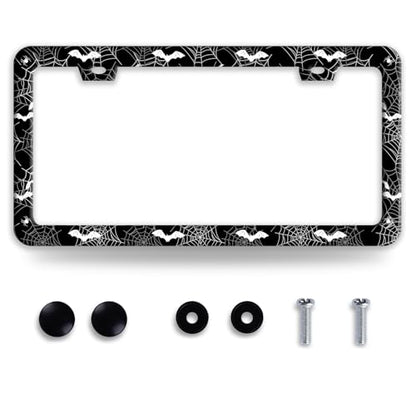 Bat Spider Web Gothic Stainless Steel License Plate Frame for US Cars Decor (Bat Spider Web)
