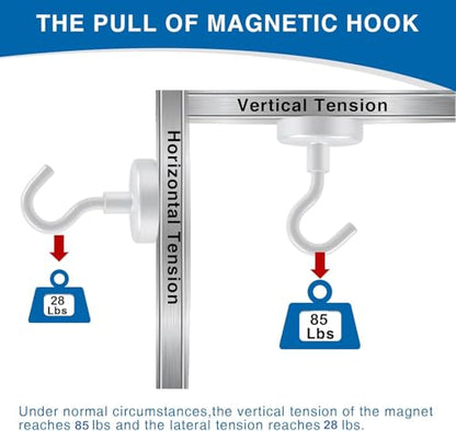 Magnetic Hooks Magnet Hook for Cruise Cabins 85LBS Essentials 6P (White / 0.98in)