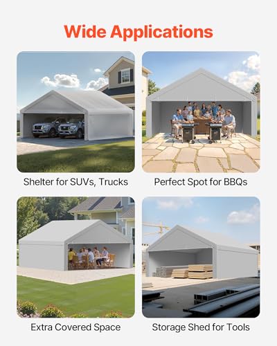 Carport Replacement Canopy Cover (Gray / 20x20ft)