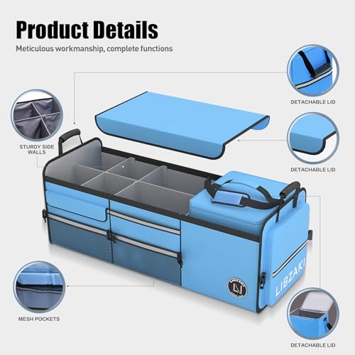 LIBZAKI Oversize 4 in 1 Car Trunk Storage Organizer (Oversize / Light Blue)