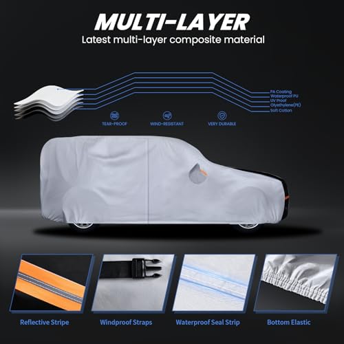 Multi Layer Car Cover Custom Fit for Jeep Wrangler 2 Door CJ YJ JK JL (W.Custom Fit Jeep wrangler 2 Door / White Car Cover)
