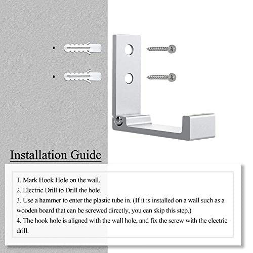Folding Wall Hooks 2PCS Foldable Hooks Bearing Load 33lb (Silver-2 Pack)
