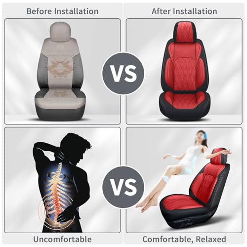 Front Waterproof Leather Seat Covers for Toyota Camry 2002 (#067 Black&Red / 3.Camry-2 Front Seat Covers Only)