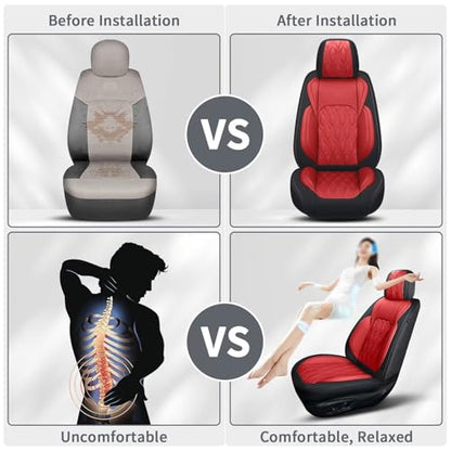 Full Set Waterproof Leather Seat Covers for Toyota Camry 2002 (#067 Black&Red / 3.Camry-5 Seat Covers Full Set)